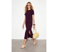 Wovcor Crew Neck Short Sleeve Maxi Dress In Aubergine Aubergine