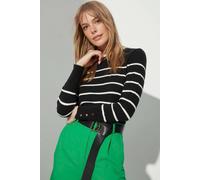 Wovcor Crew Neck Striped Knit Sweater In Black Black
