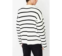 WOVCOR Crew Neck Striped Men's Sweater - Ecru - M