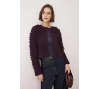 WOVCOR Crew Neck Textured Knit Cardigan - Purple - M