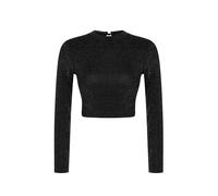 WOVCOR Crop Blouse with Back Detail and Glittery Embellishments - Dark Grey - S