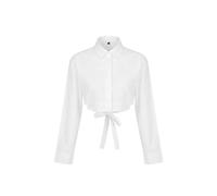 WOVCOR Crop Cotton Poplin Shirt with Tie Detail - White - 10