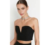 WOVCOR Crop Lined Woven Bustier - Black - 6
