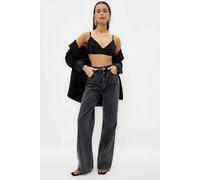 WOVCOR Crop Shiny Stone Embellished Woven Bustier - Black - 6