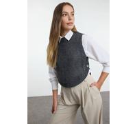 Wovcor Cropped Button Detail Knit Sweater Vest In Dark Grey Dark Grey