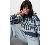 Wovcor Cropped Crew Neck Oversized Knit Jumper In Blue Blue