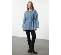 WOVCOR Denim Shirt with Tie Detail - Blue - M