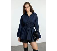 WOVCOR Denim Shirt with Tie Detail - Navy - S