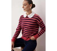 WOVCOR Detachable Collar Lace Trimmed Color Block Knit Sweater - Multi - S