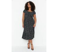 Wovcor Ditsy Floral Print Square Neck Midi Dress Multi