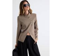 Wovcor Double Breasted Tailored Blazer Jacket In Beige Beige