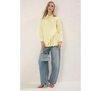 WOVCOR Double-Breasted Woven Shirt with Pleated Detail - Yellow - 10