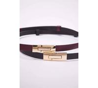 Wovcor Double Pack Gold Rectangular Clasp Slim Faux Leather Belt Multi