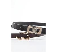 Wovcor Double Pack Gold Statement Buckle Faux Leather Fashion Belt Multi M