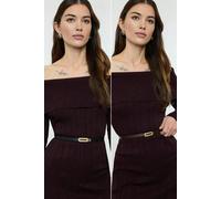 WOVCOR Double Pack Rectangular Buckle Women's Belt - Multi - M