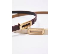 Wovcor Double Pack Slim Rectangle Buckle Women’s Belt Set Multi