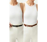WOVCOR Double Pack Square Buckle Women's Belt - Multi - One Size