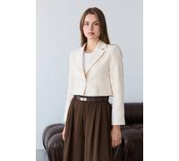 Wovcor Embellished Crop Blazer Jacket In Beige Beige