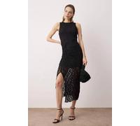 Wovcor Embellished Tulle Maxi Dress With Lined Finish In Black Black
