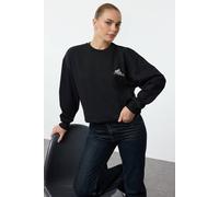 Wovcor Embroidered Animal Fleece Sweatshirt In Black Black L