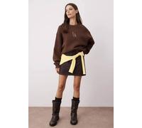 Wovcor Embroidered Crew Neck Fleece Sweatshirt In Brown Brown