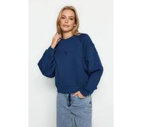Wovcor Embroidered Crew Neck Fleece Sweatshirt In Indigo Indigo