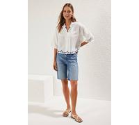 Wovcor Embroidered Relaxed Fit Short Sleeve Summer Shirt In White White