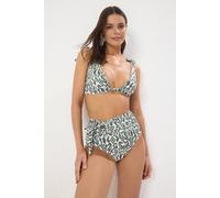 Wovcor Ethnic Print Tie Side High Waist Bikini Bottom With Wrap Detail Multi
