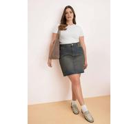 WOVCOR Faded Effect Vintage High Waist Mini 100% Cotton Non-Stretch Denim Skirt - Blue - 16