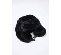 Wovcor Faux Fur Buckle Detail Trapper Hat In Black Black