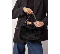 Wovcor Faux Fur Chain Strap Crossbody Shoulder Bag In Black Black