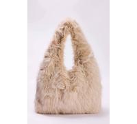 Wovcor Faux Fur Slouchy Grab Bag In Beige Beige