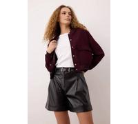Wovcor Faux Leather Tailored Shorts With Belt Detail In Black Black
