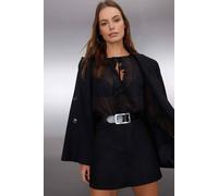 Wovcor Faux Suede Mini Skirt With Button Detail In Black Black