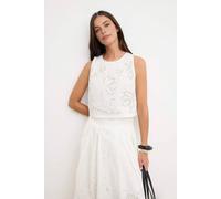 Wovcor Fisto Floral Embroidered Sleeveless Blouse In White White