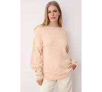 Wovcor Flocked Faux-Fur Off Shoulder Knit Sweater In Pink Pink M