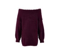 Wovcor Flocked Faux-Fur Off Shoulder Knit Sweater In Plum Plum