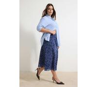 WOVCOR Flocked Knitted Plus Size Skirt - Blue - 6XL