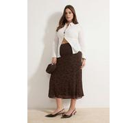 WOVCOR Flocked Knitted Plus Size Skirt - Brown - 5XL