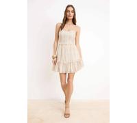 Wovcor Floral Button Detail Ruffle Hem Mini Dress Multi