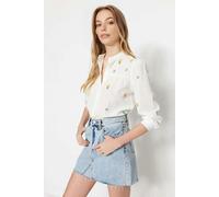 WOVCOR Floral Embroidered Oversize Woven Shirt - Ecru - 12
