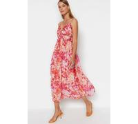 Wovcor Floral Lace Trim Strappy Midaxi Summer Dress Multi