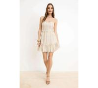 WOVCOR Floral Patterned V-Neck Mini Lined Chiffon Woven Dress - Multi - 6