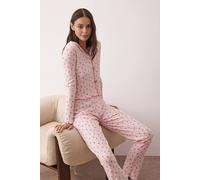 Wovcor Floral Print Cotton Knit Pajama 2-Piece Set With Bow Detail In Pink Pink