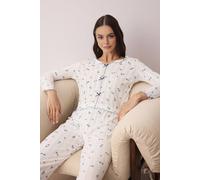 Wovcor Floral Print Cotton Knit Pajama 2-Piece Set With Bow Detail In White White