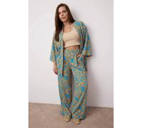 Wovcor Floral Print Relaxed Fit Open Front Top And Trouser Co-Ord Set Multi