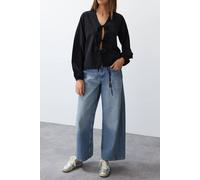Wovcor Front Tie Detailed Woven Shirt In Black Black
