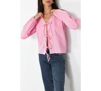 Wovcor Front Tie Detailed Woven Shirt In Pink Pink