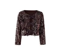 Wovcor Front Tie Sequin Detail Party Jacket In Brown Brown 14