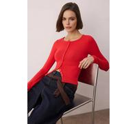 Wovcor Full Front Snap Fitted Stretch Knit Blouse In Red Red